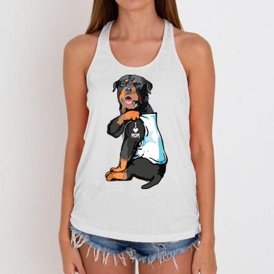 Rottweiler I Love Mom Tattoo Women's Knotted Racerback Tank