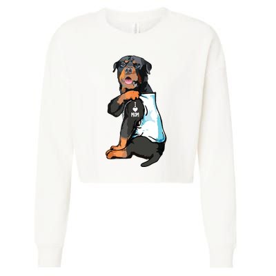 Rottweiler I Love Mom Tattoo Cropped Pullover Crew