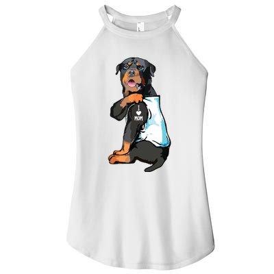 Rottweiler I Love Mom Tattoo Women’s Perfect Tri Rocker Tank