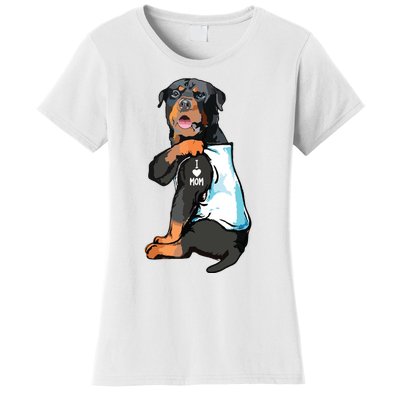 Rottweiler I Love Mom Tattoo Women's T-Shirt