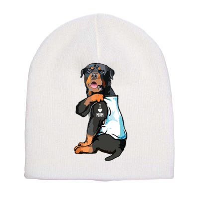 Rottweiler I Love Mom Tattoo Short Acrylic Beanie