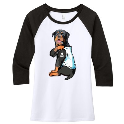 Rottweiler I Love Mom Tattoo Women's Tri-Blend 3/4-Sleeve Raglan Shirt