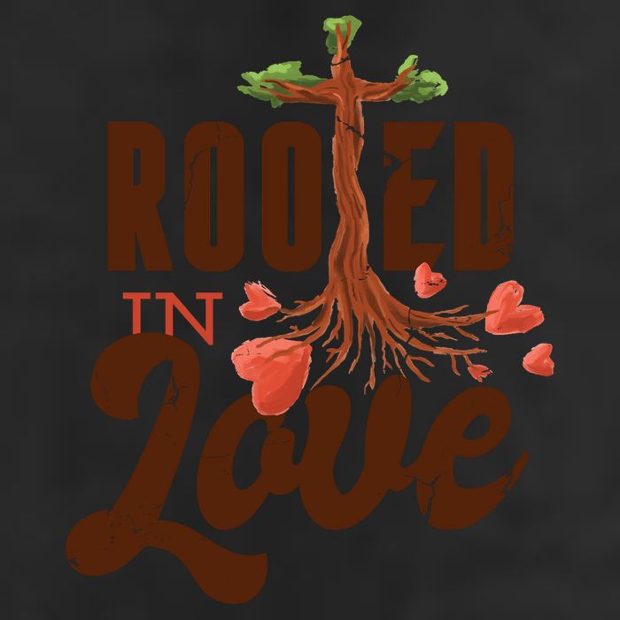 Rooted In Love Jesus Cross 7 Panel Mesh Trucker Snapback Hat