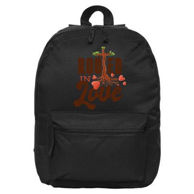 Rooted In Love Jesus Cross 16 in Basic Backpack