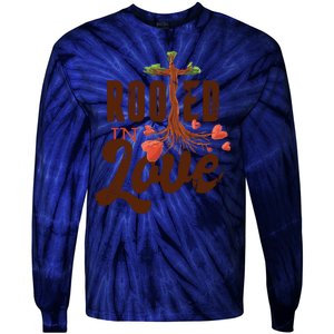 Rooted In Love Jesus Cross Tie-Dye Long Sleeve Shirt