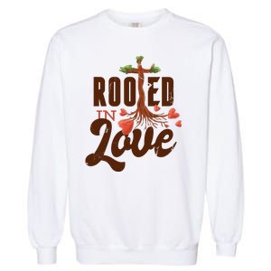 Rooted In Love Jesus Cross Garment-Dyed Sweatshirt