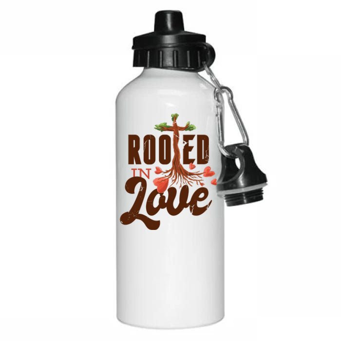 Rooted In Love Jesus Cross Aluminum Water Bottle