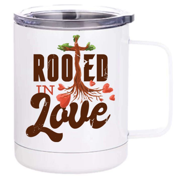 Rooted In Love Jesus Cross 12 oz Stainless Steel Tumbler Cup