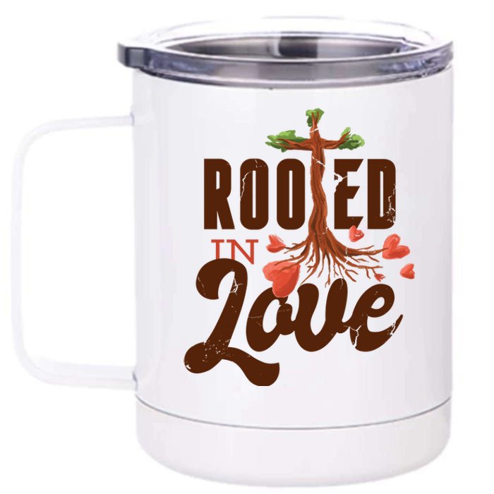 Rooted In Love Jesus Cross 12 oz Stainless Steel Tumbler Cup