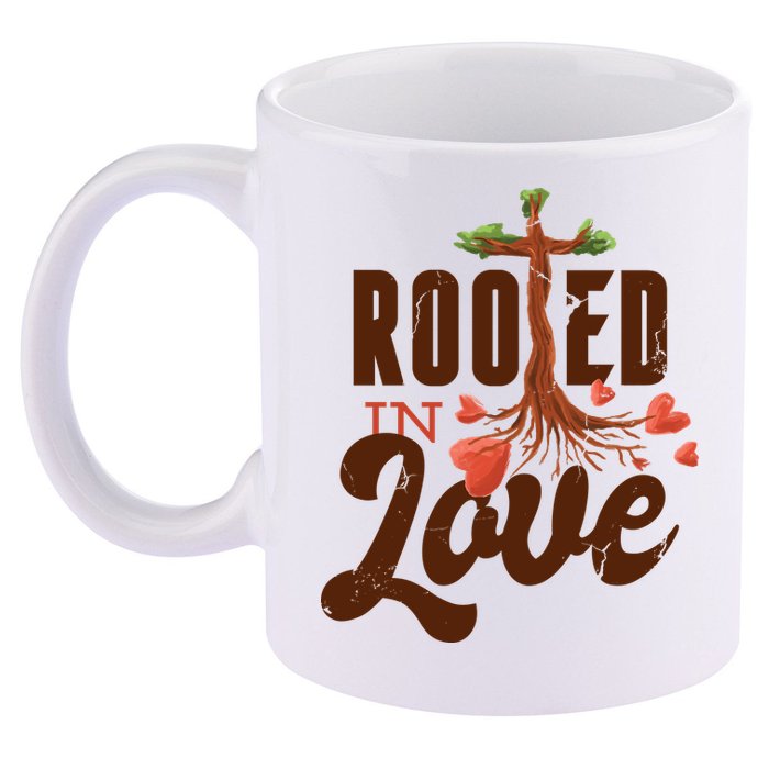 Rooted In Love Jesus Cross 11oz C Handle Ceramic Mug