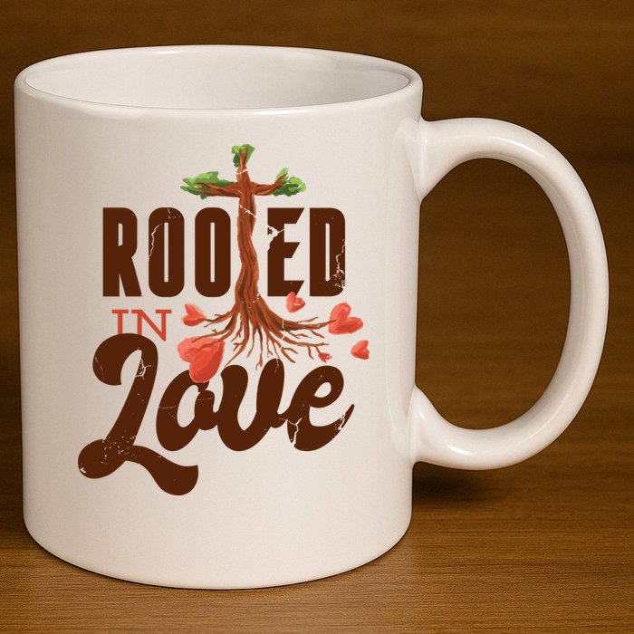 Rooted In Love Jesus Cross 11oz C Handle Ceramic Mug