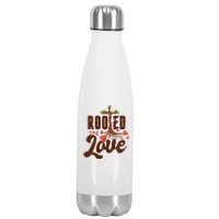 Rooted In Love Jesus Cross Stainless Steel Insulated Water Bottle