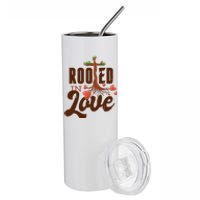 Rooted In Love Jesus Cross Stainless Steel Tumbler