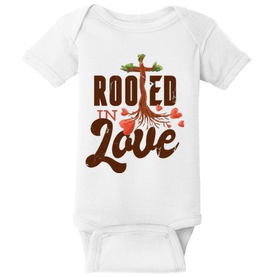 Rooted In Love Jesus Cross Baby Bodysuit