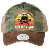 Retro I Like My Bourbon And My Cigar And Maybe Three People Funny Quote Legacy Tie Dye Trucker Hat