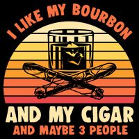 Retro I Like My Bourbon And My Cigar And Maybe Three People Funny Quote Drawstring Bag