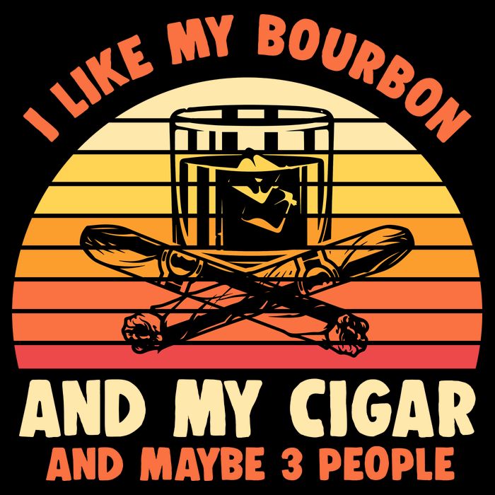 Retro I Like My Bourbon And My Cigar And Maybe Three People Funny Quote Drawstring Bag