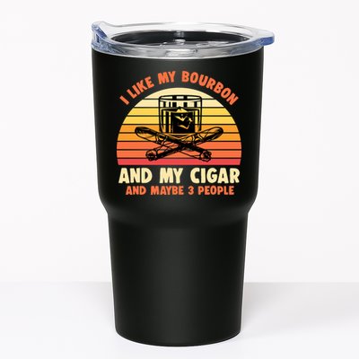 Retro I Like My Bourbon And My Cigar And Maybe Three People Funny Quote Tumbler
