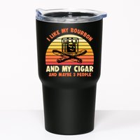 Retro I Like My Bourbon And My Cigar And Maybe Three People Funny Quote Tumbler