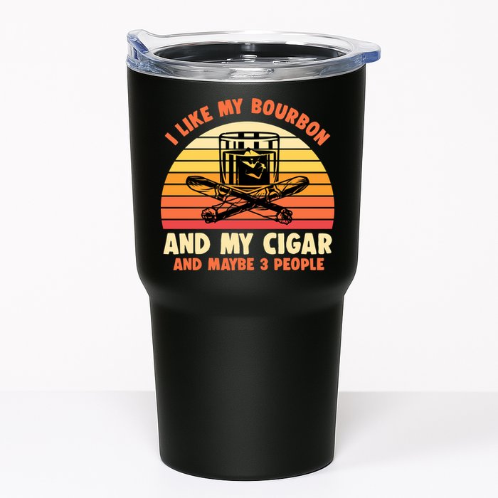 Retro I Like My Bourbon And My Cigar And Maybe Three People Funny Quote Tumbler