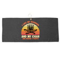 Retro I Like My Bourbon And My Cigar And Maybe Three People Funny Quote Large Microfiber Waffle Golf Towel