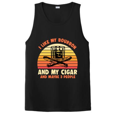 Retro I Like My Bourbon And My Cigar And Maybe Three People Funny Quote PosiCharge Competitor Tank