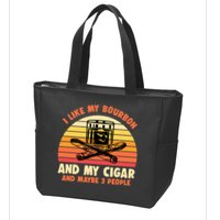 Retro I Like My Bourbon And My Cigar And Maybe Three People Funny Quote Zip Tote Bag