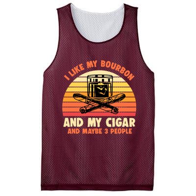 Retro I Like My Bourbon And My Cigar And Maybe Three People Funny Quote Mesh Reversible Basketball Jersey Tank