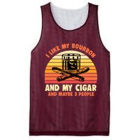 Retro I Like My Bourbon And My Cigar And Maybe Three People Funny Quote Mesh Reversible Basketball Jersey Tank