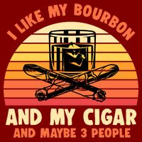 Retro I Like My Bourbon And My Cigar And Maybe Three People Funny Quote Cooling Performance Long Sleeve Crew