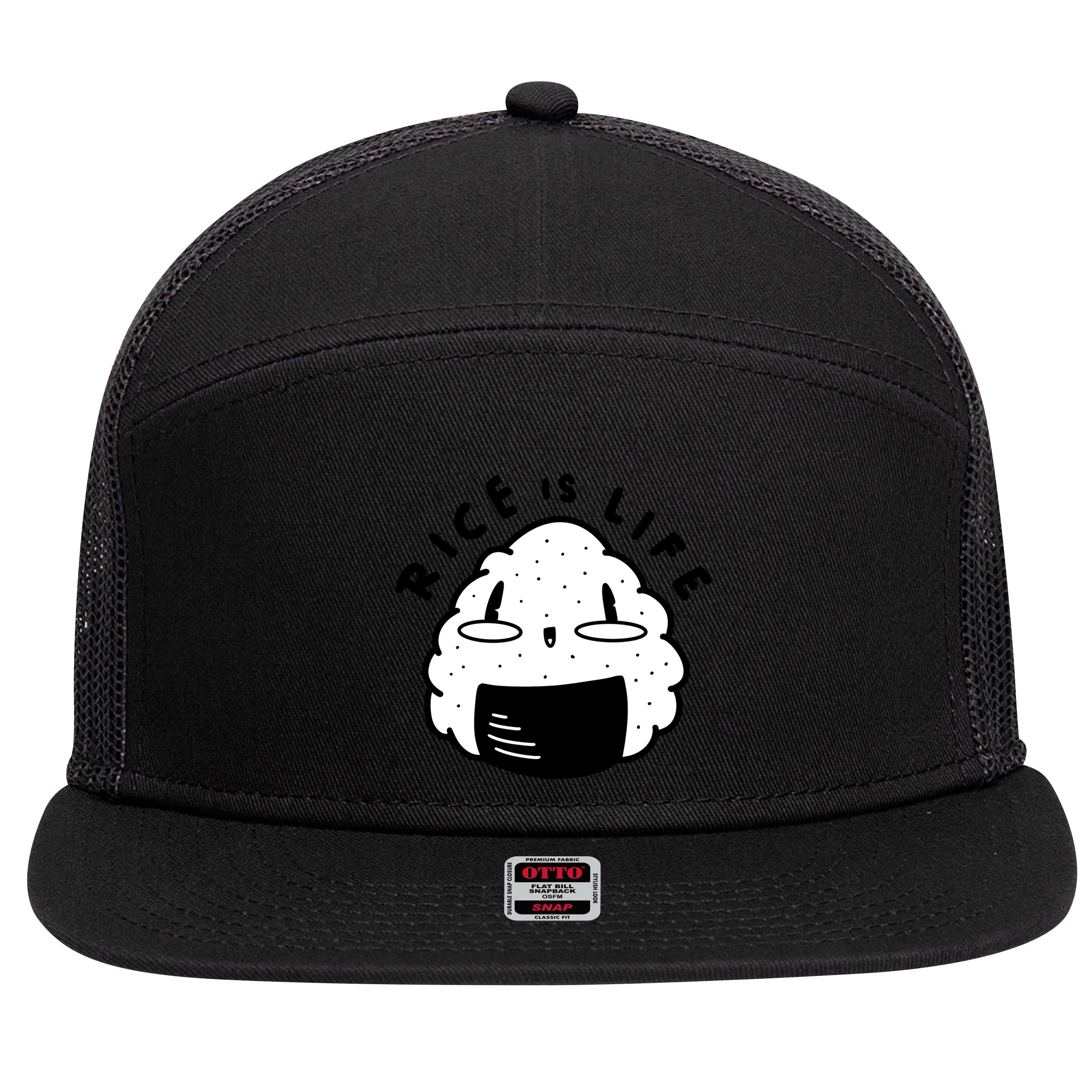 Rice Is Life Cute Sushi 7 Panel Mesh Trucker Snapback Hat