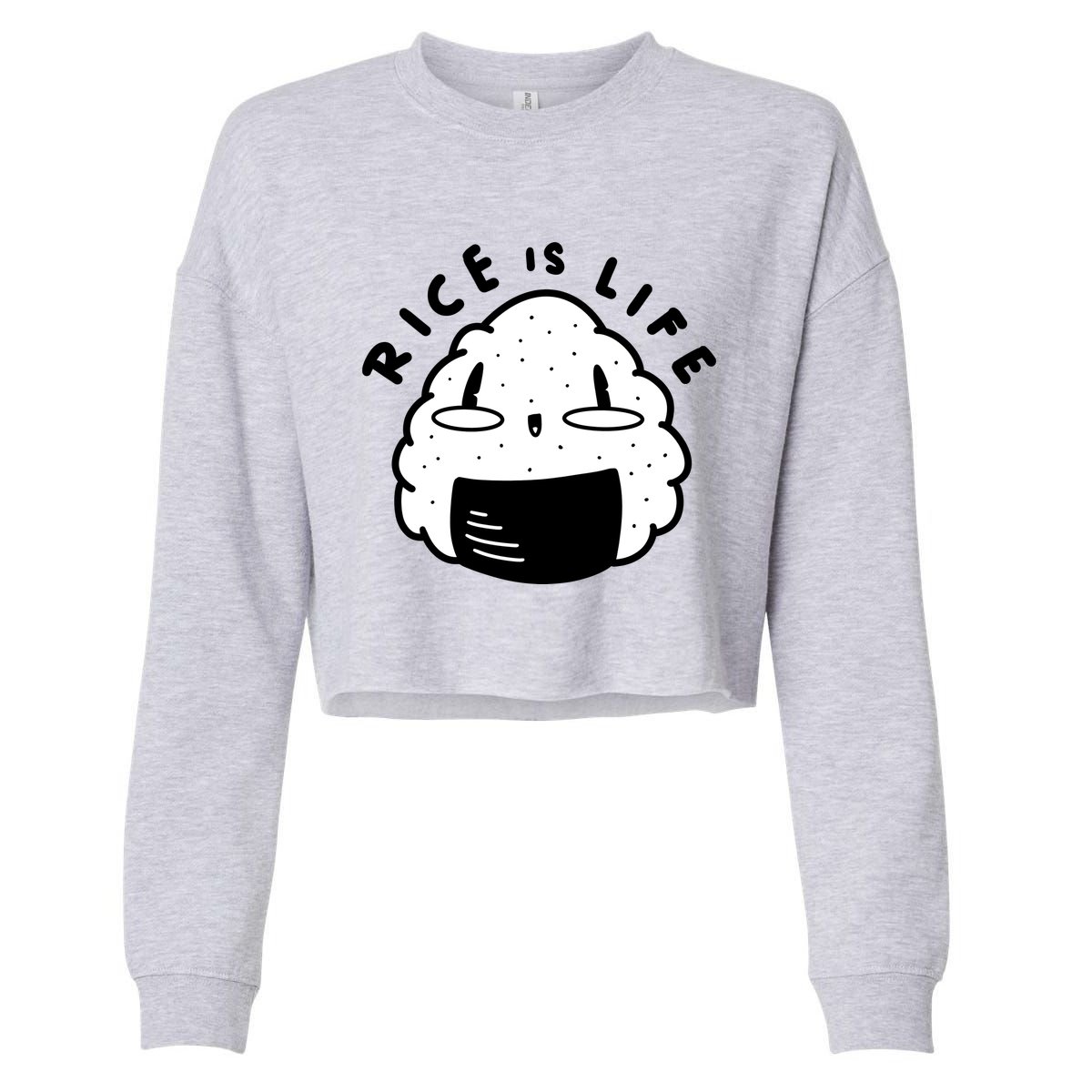 Rice Is Life Cute Sushi Cropped Pullover Crew