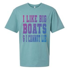 Retro I Like Big Boats And I Cannot Lie Boating Lover Gift Sueded Cloud Jersey T-Shirt