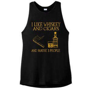 Retro I Like Whiskey And Cigars And Maybe 3 People Men Women Ladies PosiCharge Tri-Blend Wicking Tank