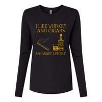 Retro I Like Whiskey And Cigars And Maybe 3 People Men Women Womens Cotton Relaxed Long Sleeve T-Shirt