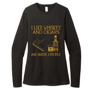 Retro I Like Whiskey And Cigars And Maybe 3 People Men Women Womens CVC Long Sleeve Shirt