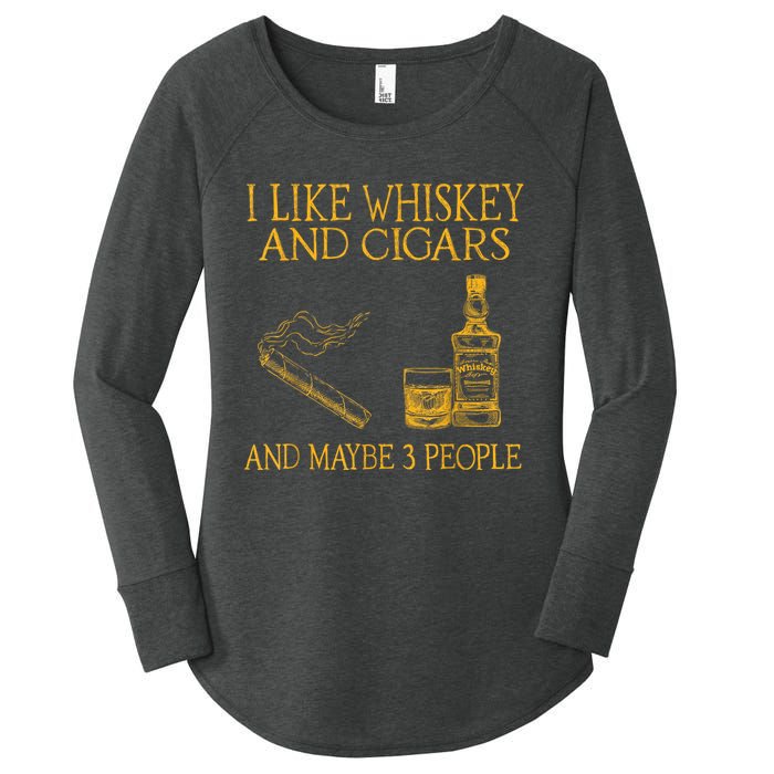 Retro I Like Whiskey And Cigars And Maybe 3 People Men Women Women's Perfect Tri Tunic Long Sleeve Shirt