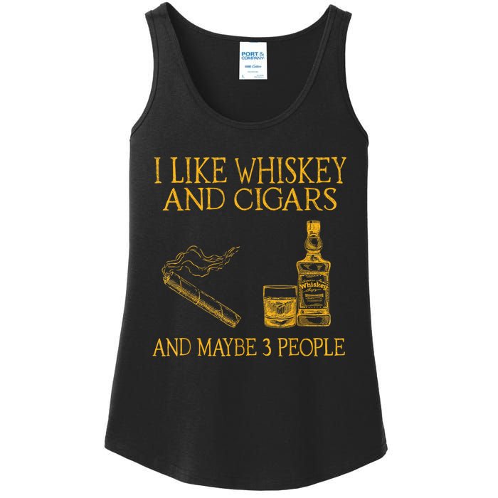 Retro I Like Whiskey And Cigars And Maybe 3 People Men Women Ladies Essential Tank