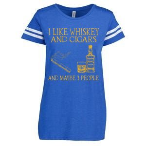 Retro I Like Whiskey And Cigars And Maybe 3 People Men Women Enza Ladies Jersey Football T-Shirt