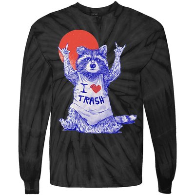 Raccoon I Love Trash Vintage Japanese Tie-Dye Long Sleeve Shirt