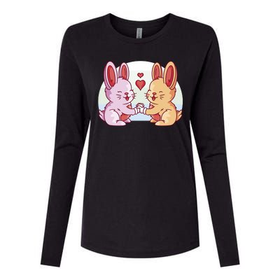 Rabbits In Love Cute Womens Cotton Relaxed Long Sleeve T-Shirt