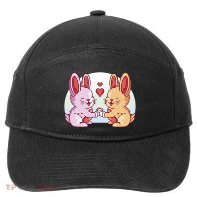 Rabbits In Love Cute 7-Panel Snapback Hat
