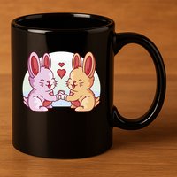 Rabbits In Love Cute 11oz C Handle Ceramic Mug