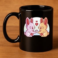 Rabbits In Love Cute 11oz C Handle Ceramic Mug