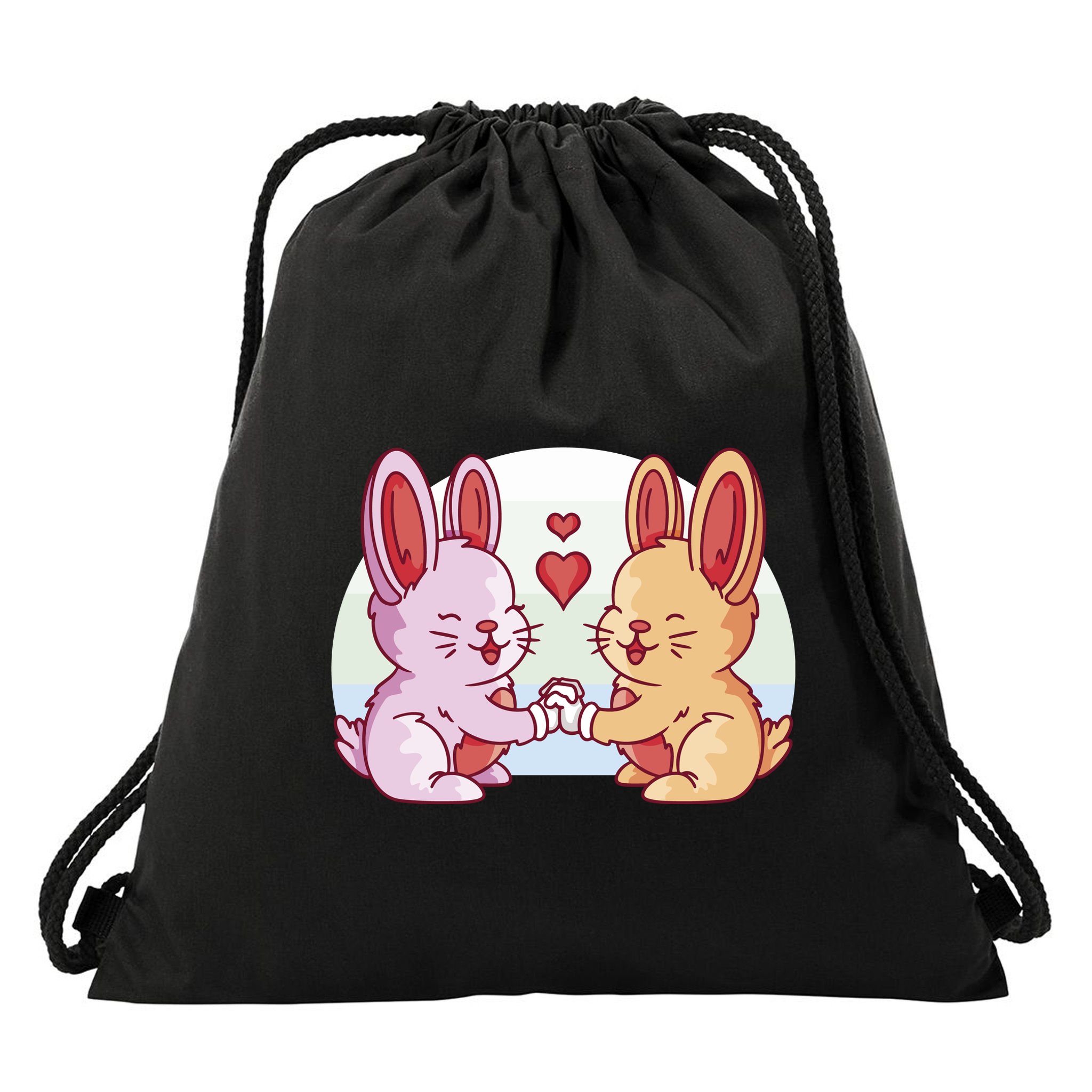 Rabbits In Love Cute Drawstring Bag