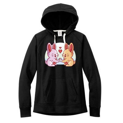 Rabbits In Love Cute Women's Fleece Hoodie