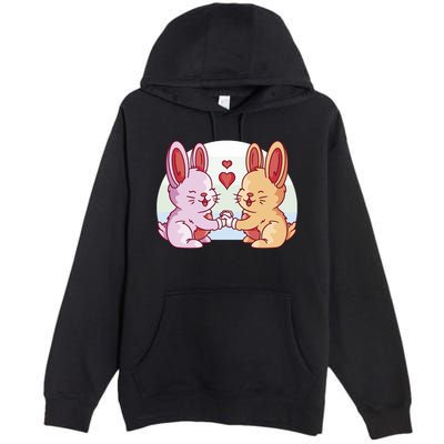 Rabbits In Love Cute Premium Pullover Hoodie