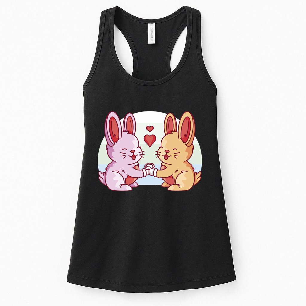 Rabbits In Love Cute Womens Tank Top