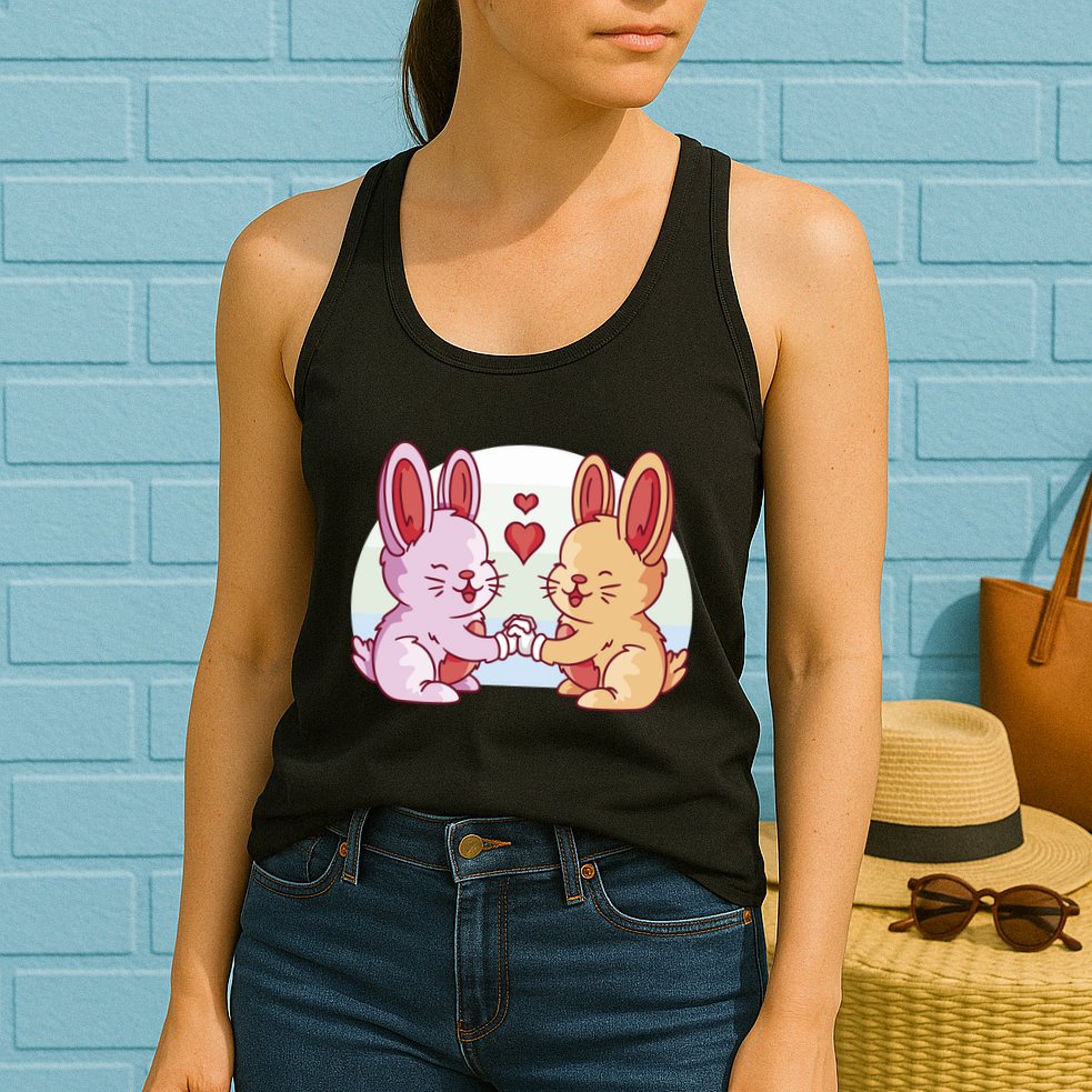 Rabbits In Love Cute Womens Tank Top