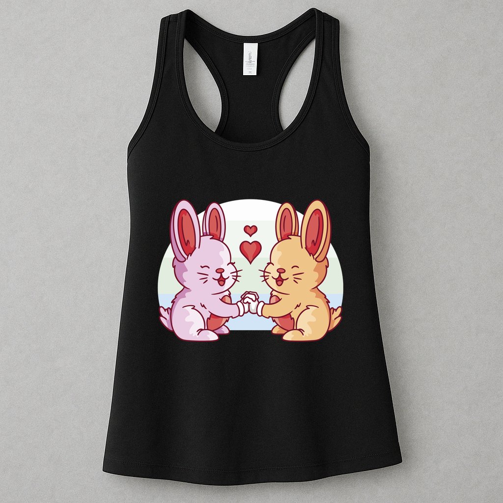 Rabbits In Love Cute Womens Tank Top